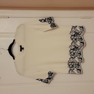 Ann Taylor, short sleeve, embroidered sweater top